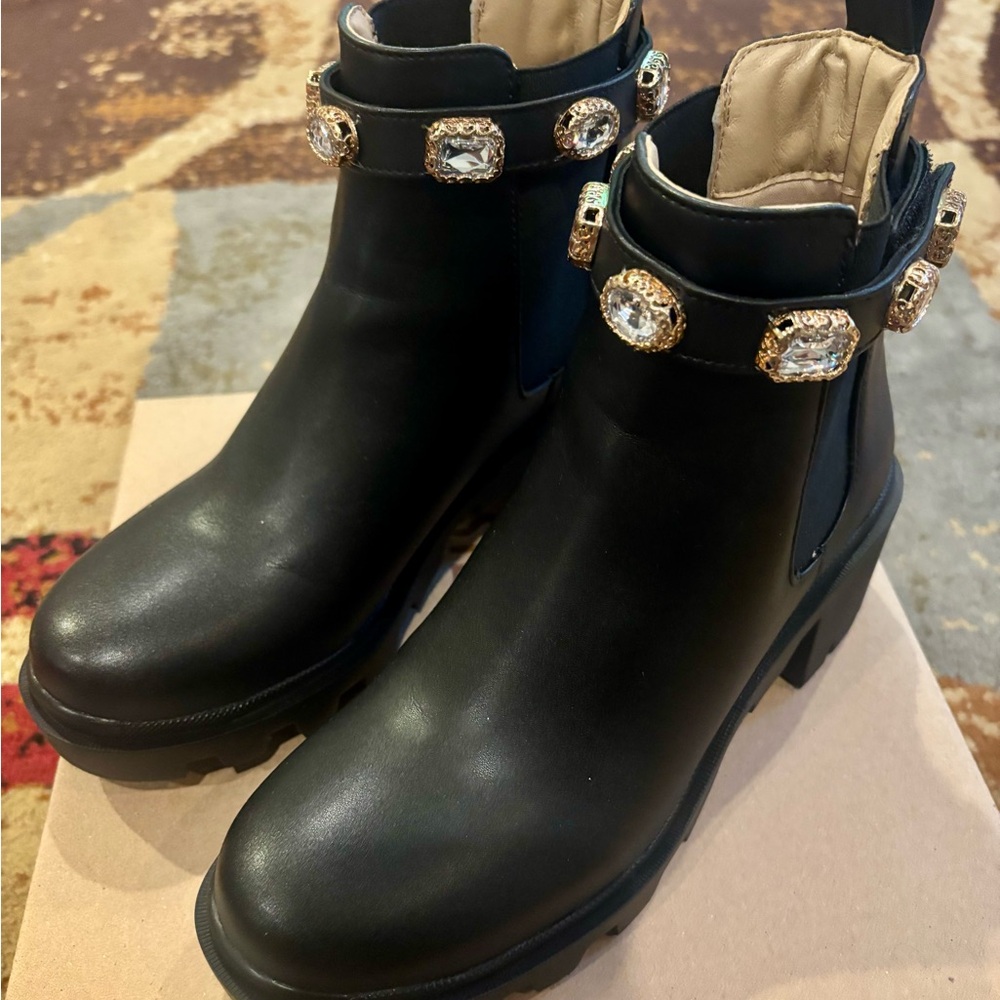 Steve Madden Ankle Boots with Gold Embellishments